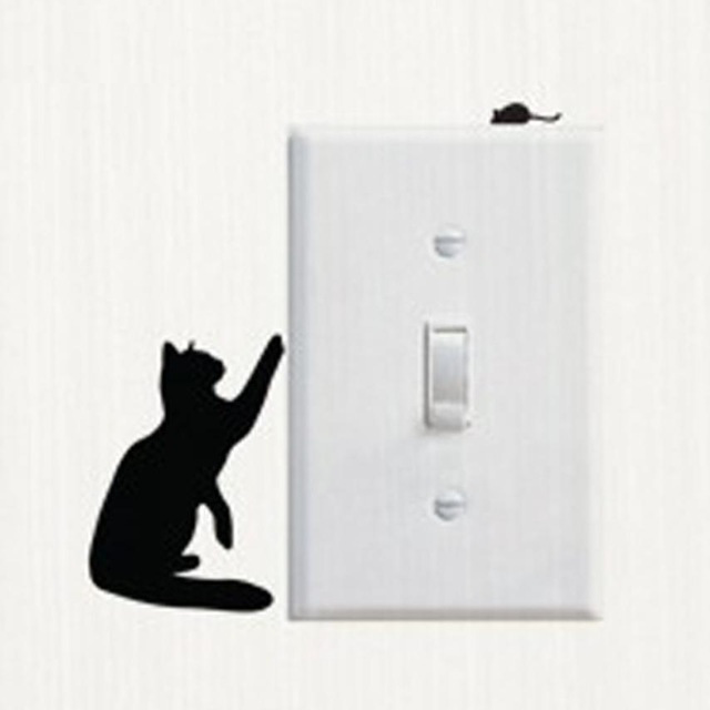 Vinyl dekal med katt och mus