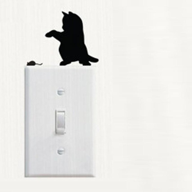 Vinyl dekal med katt och mus